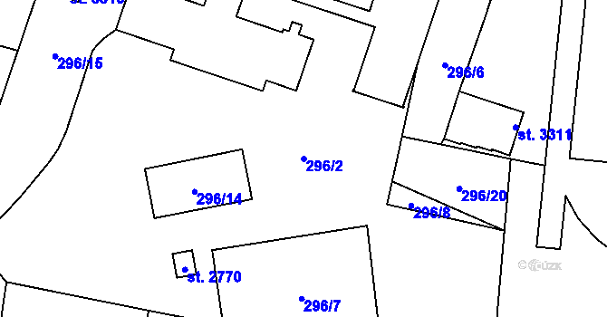 Parcela st. 296/2 v KÚ Napajedla, Katastrální mapa