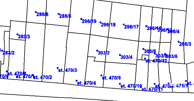 Parcela st. 303/2 v KÚ Napajedla, Katastrální mapa