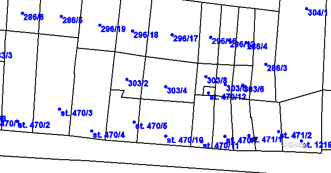 Parcela st. 303/4 v KÚ Napajedla, Katastrální mapa