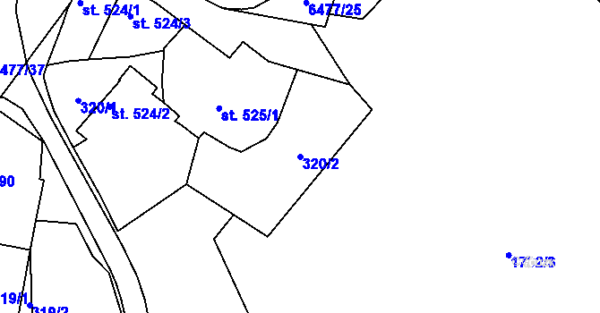 Parcela st. 320/2 v KÚ Napajedla, Katastrální mapa