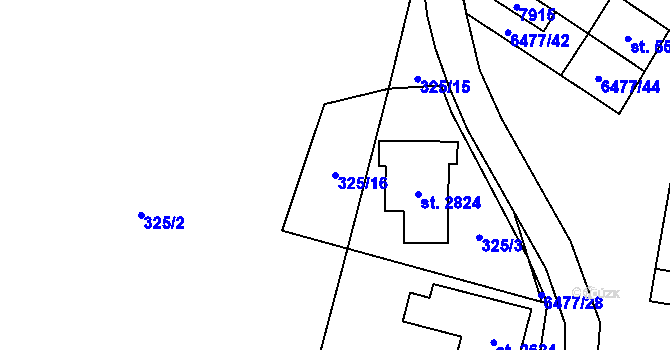 Parcela st. 325/16 v KÚ Napajedla, Katastrální mapa
