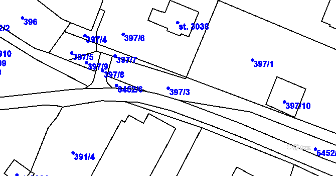 Parcela st. 397/3 v KÚ Napajedla, Katastrální mapa