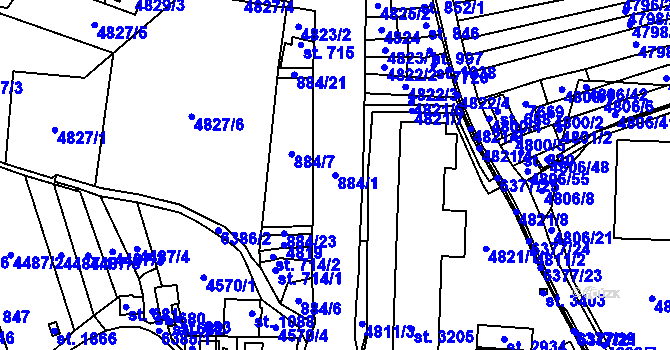 Parcela st. 884/1 v KÚ Napajedla, Katastrální mapa