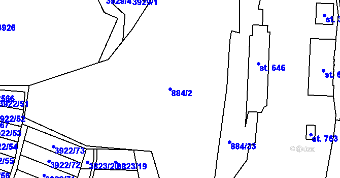 Parcela st. 884/2 v KÚ Napajedla, Katastrální mapa