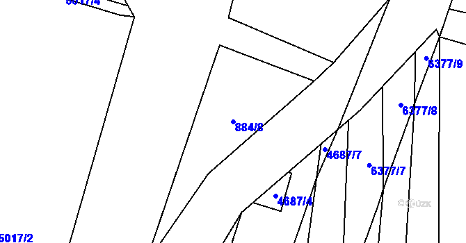 Parcela st. 884/8 v KÚ Napajedla, Katastrální mapa