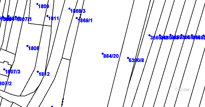Parcela st. 884/20 v KÚ Napajedla, Katastrální mapa