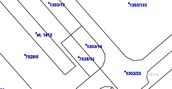 Parcela st. 1303/14 v KÚ Napajedla, Katastrální mapa