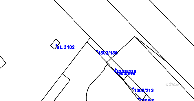 Parcela st. 1303/186 v KÚ Napajedla, Katastrální mapa