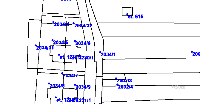 Parcela st. 2034/1 v KÚ Napajedla, Katastrální mapa