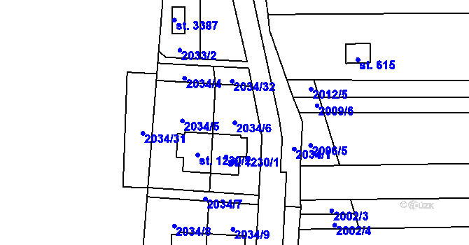 Parcela st. 2034/6 v KÚ Napajedla, Katastrální mapa