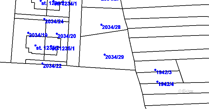 Parcela st. 2034/29 v KÚ Napajedla, Katastrální mapa