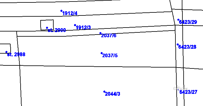 Parcela st. 2037/5 v KÚ Napajedla, Katastrální mapa
