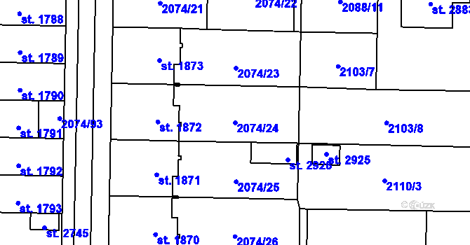Parcela st. 2074/24 v KÚ Napajedla, Katastrální mapa