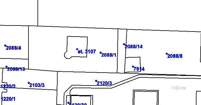Parcela st. 2088/1 v KÚ Napajedla, Katastrální mapa
