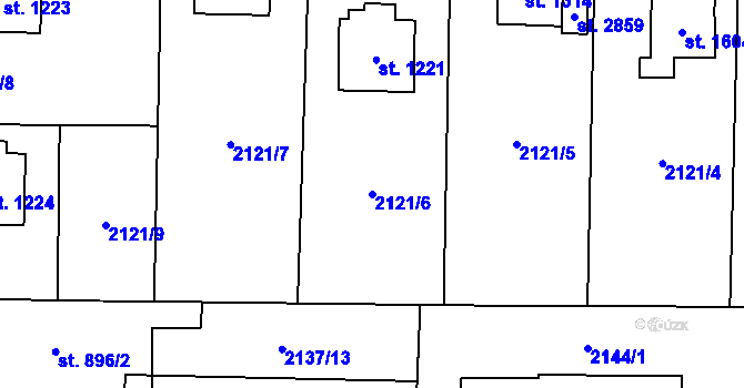 Parcela st. 2121/6 v KÚ Napajedla, Katastrální mapa