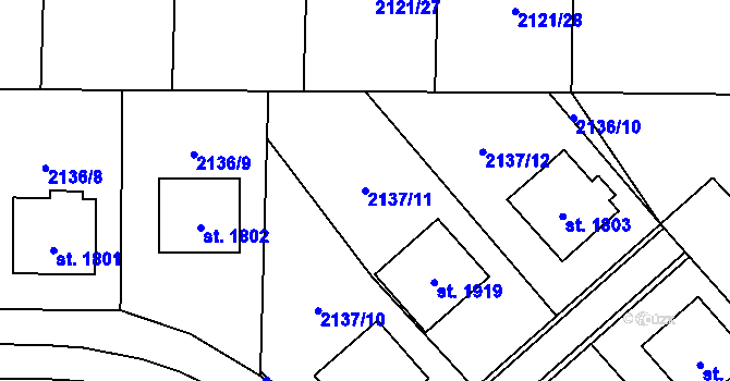 Parcela st. 2137/11 v KÚ Napajedla, Katastrální mapa
