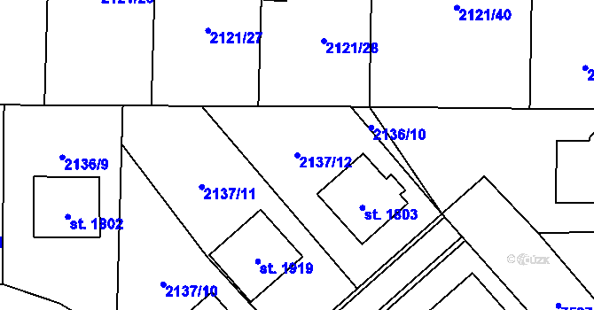 Parcela st. 2137/12 v KÚ Napajedla, Katastrální mapa