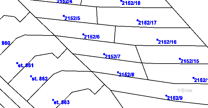 Parcela st. 2152/7 v KÚ Napajedla, Katastrální mapa