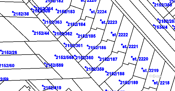 Parcela st. 2152/186 v KÚ Napajedla, Katastrální mapa
