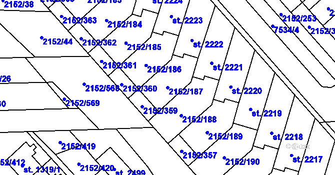 Parcela st. 2152/187 v KÚ Napajedla, Katastrální mapa