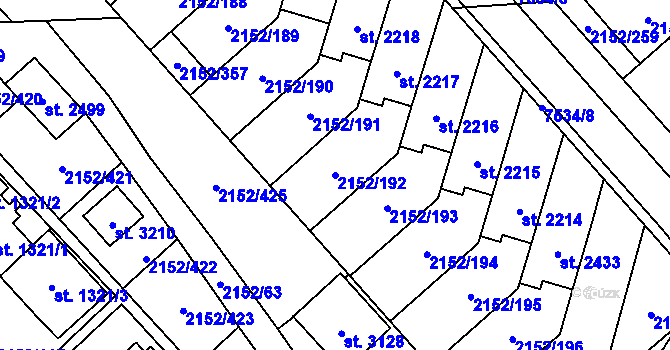 Parcela st. 2152/192 v KÚ Napajedla, Katastrální mapa