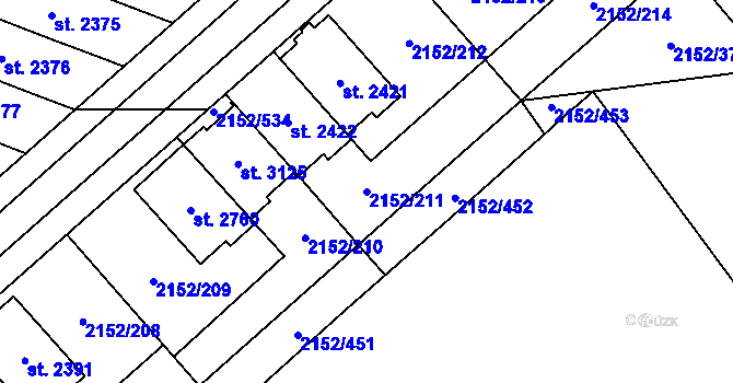 Parcela st. 2152/211 v KÚ Napajedla, Katastrální mapa