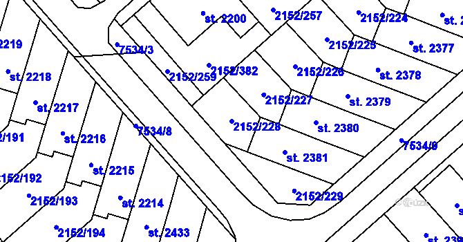 Parcela st. 2152/228 v KÚ Napajedla, Katastrální mapa