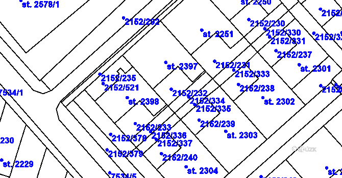 Parcela st. 2152/232 v KÚ Napajedla, Katastrální mapa