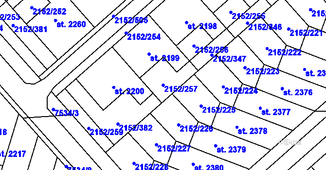 Parcela st. 2152/257 v KÚ Napajedla, Katastrální mapa