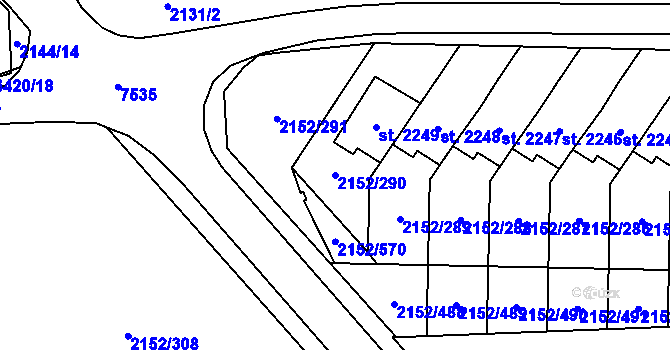Parcela st. 2152/290 v KÚ Napajedla, Katastrální mapa