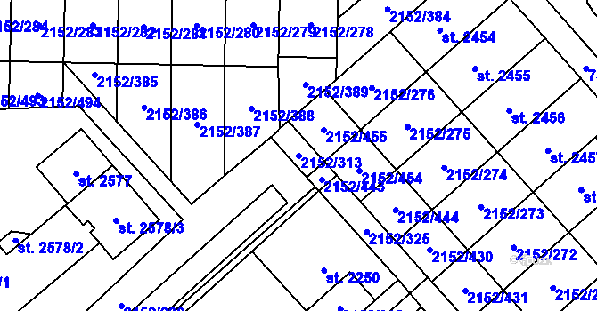 Parcela st. 2152/313 v KÚ Napajedla, Katastrální mapa