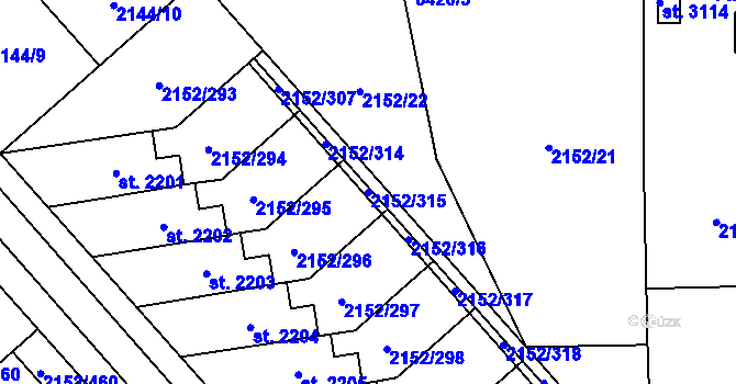 Parcela st. 2152/315 v KÚ Napajedla, Katastrální mapa