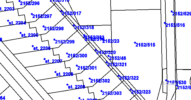 Parcela st. 2152/320 v KÚ Napajedla, Katastrální mapa