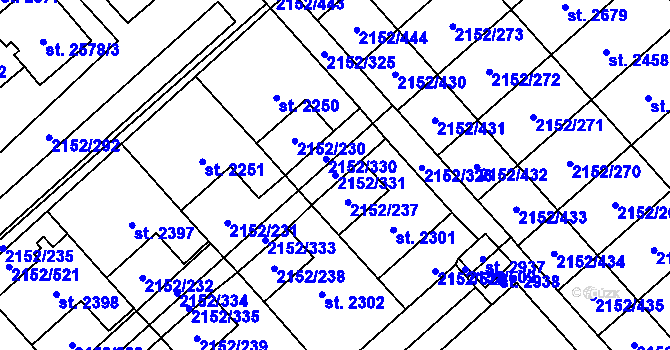 Parcela st. 2152/331 v KÚ Napajedla, Katastrální mapa