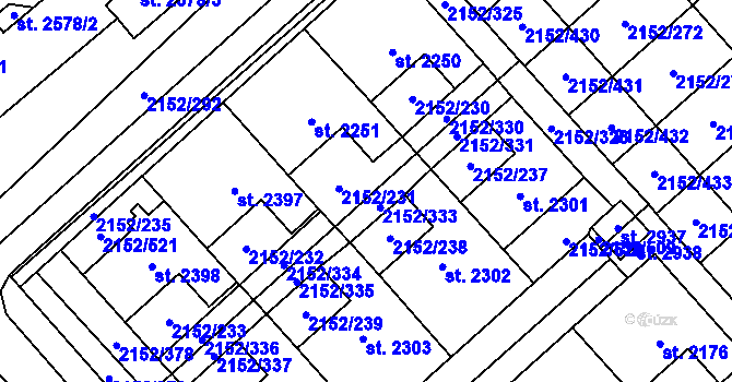 Parcela st. 2152/332 v KÚ Napajedla, Katastrální mapa