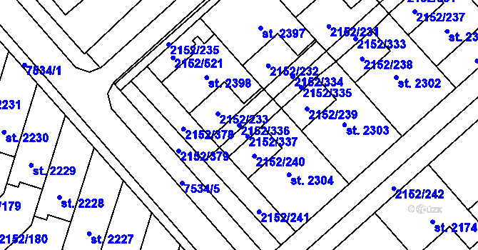 Parcela st. 2152/336 v KÚ Napajedla, Katastrální mapa