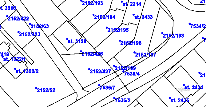 Parcela st. 2152/350 v KÚ Napajedla, Katastrální mapa