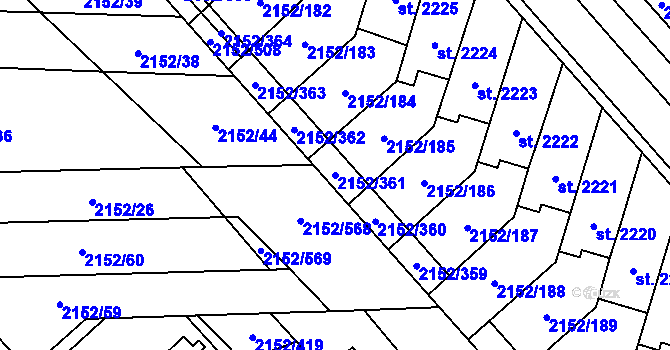 Parcela st. 2152/361 v KÚ Napajedla, Katastrální mapa