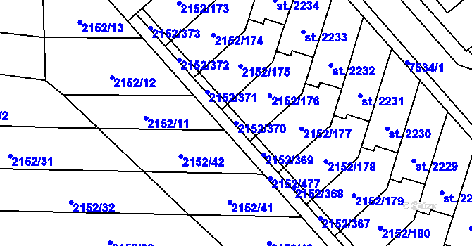 Parcela st. 2152/370 v KÚ Napajedla, Katastrální mapa