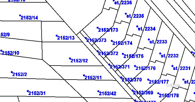 Parcela st. 2152/372 v KÚ Napajedla, Katastrální mapa