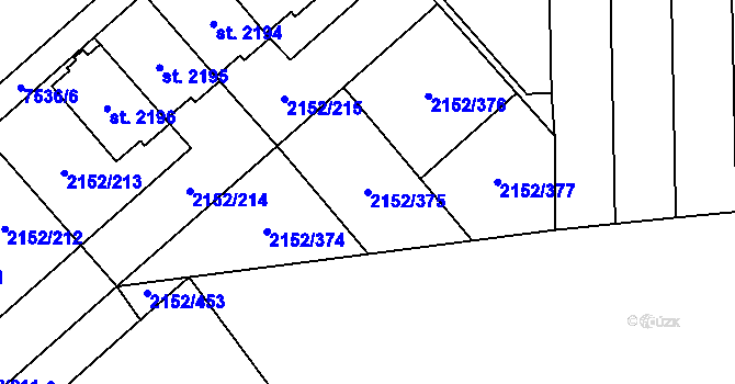 Parcela st. 2152/375 v KÚ Napajedla, Katastrální mapa
