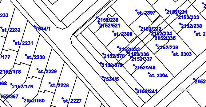 Parcela st. 2152/378 v KÚ Napajedla, Katastrální mapa