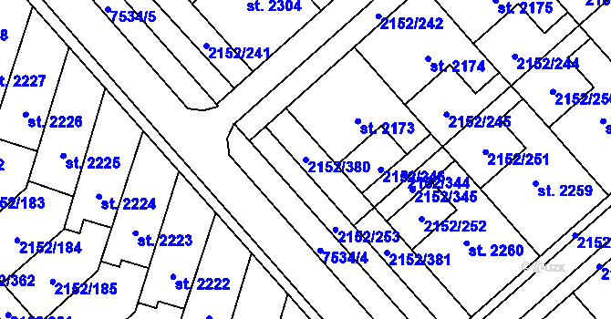 Parcela st. 2152/380 v KÚ Napajedla, Katastrální mapa