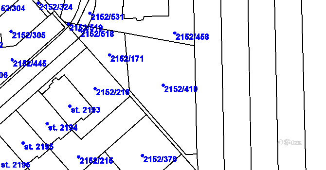 Parcela st. 2152/410 v KÚ Napajedla, Katastrální mapa