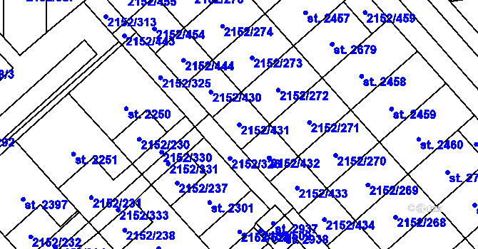 Parcela st. 2152/431 v KÚ Napajedla, Katastrální mapa