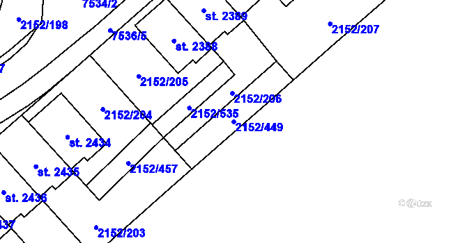 Parcela st. 2152/449 v KÚ Napajedla, Katastrální mapa