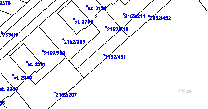 Parcela st. 2152/451 v KÚ Napajedla, Katastrální mapa