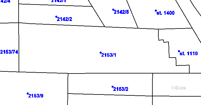 Parcela st. 2153/1 v KÚ Napajedla, Katastrální mapa