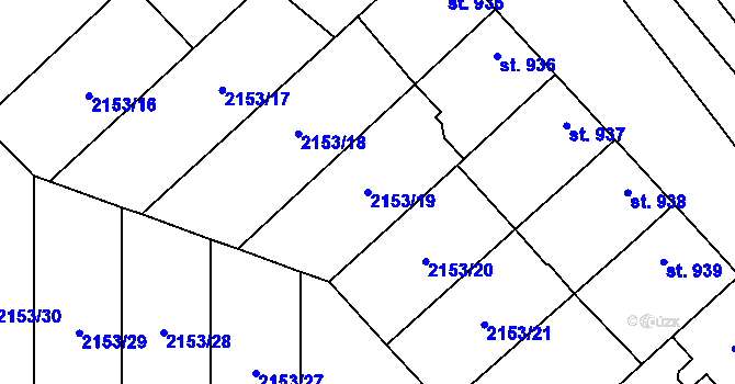 Parcela st. 2153/19 v KÚ Napajedla, Katastrální mapa