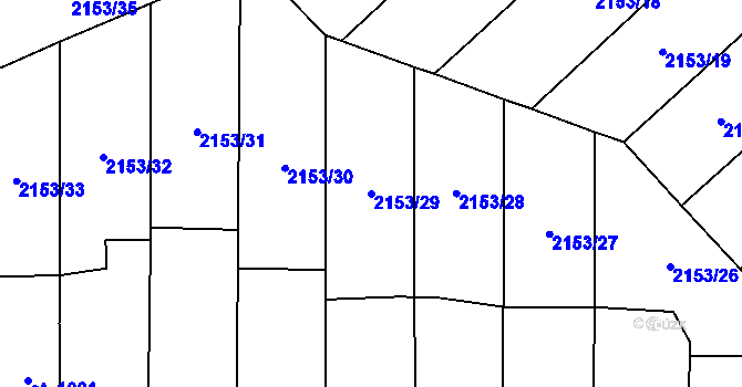 Parcela st. 2153/29 v KÚ Napajedla, Katastrální mapa
